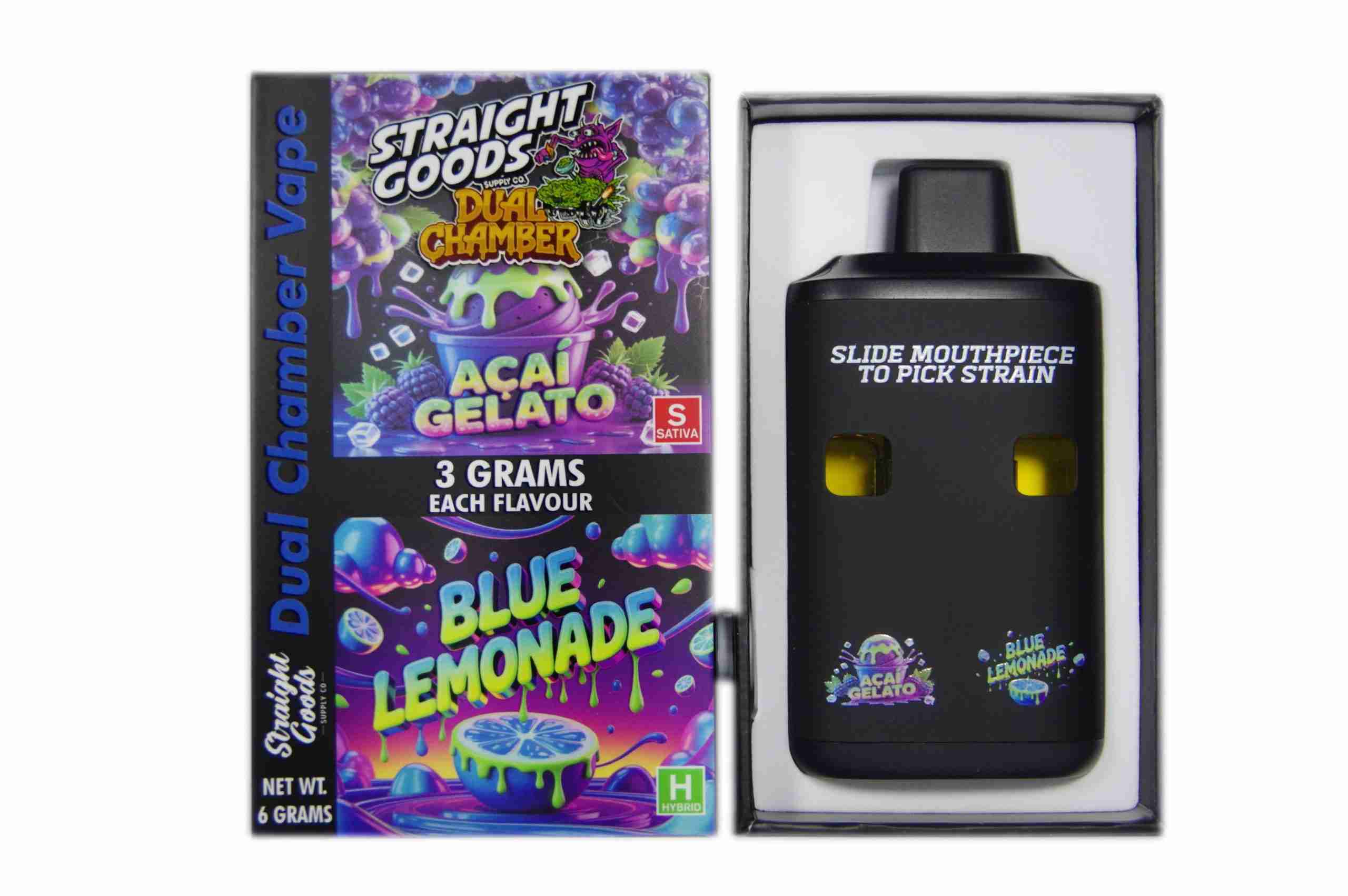 Straight Goods – Dual Chamber Vape – Acai Gelato + Blue Lemonade (3 Grams + 3 Grams) product image