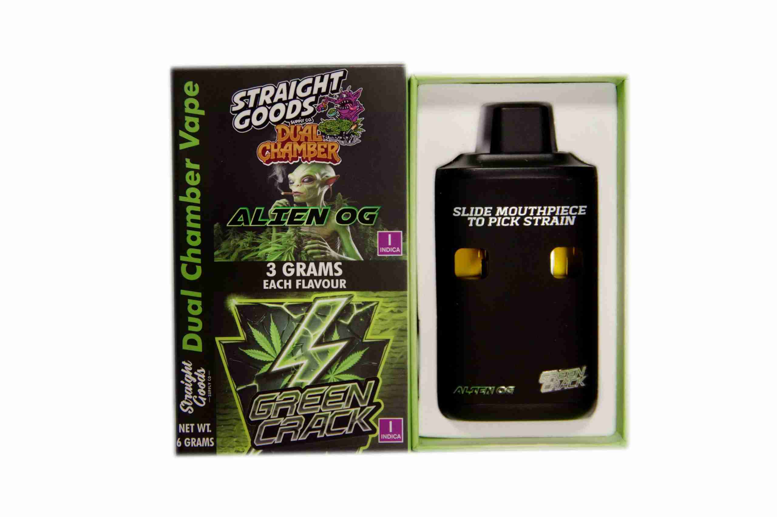 Straight Goods – Dual Chamber Vape – Alien OG + Green Crack (3 Grams + 3 Grams) product image
