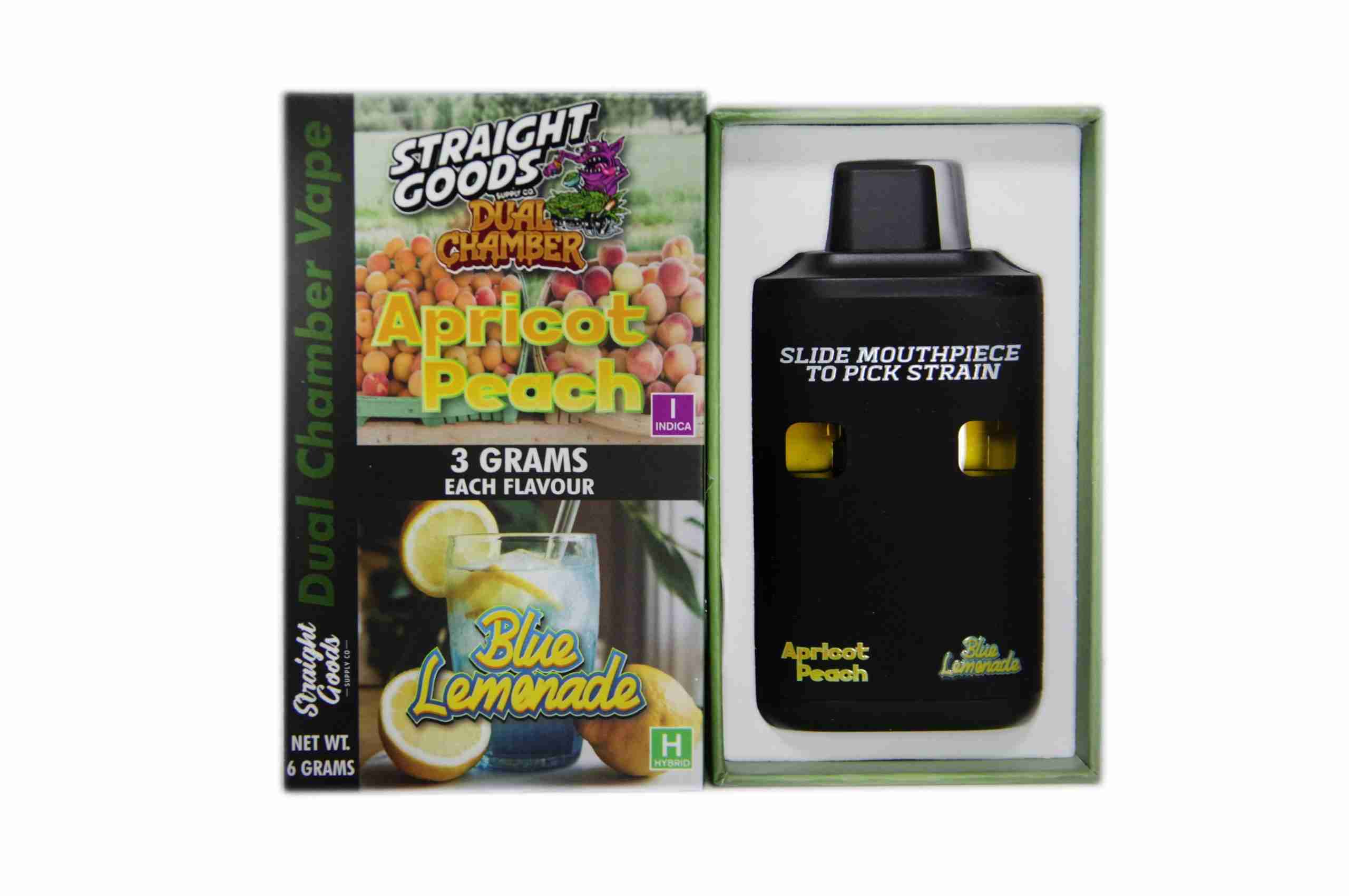 Straight Goods – Dual Chamber Vape – Apricot Peach + Blue Lemonade (3 Grams + 3 Grams) product image