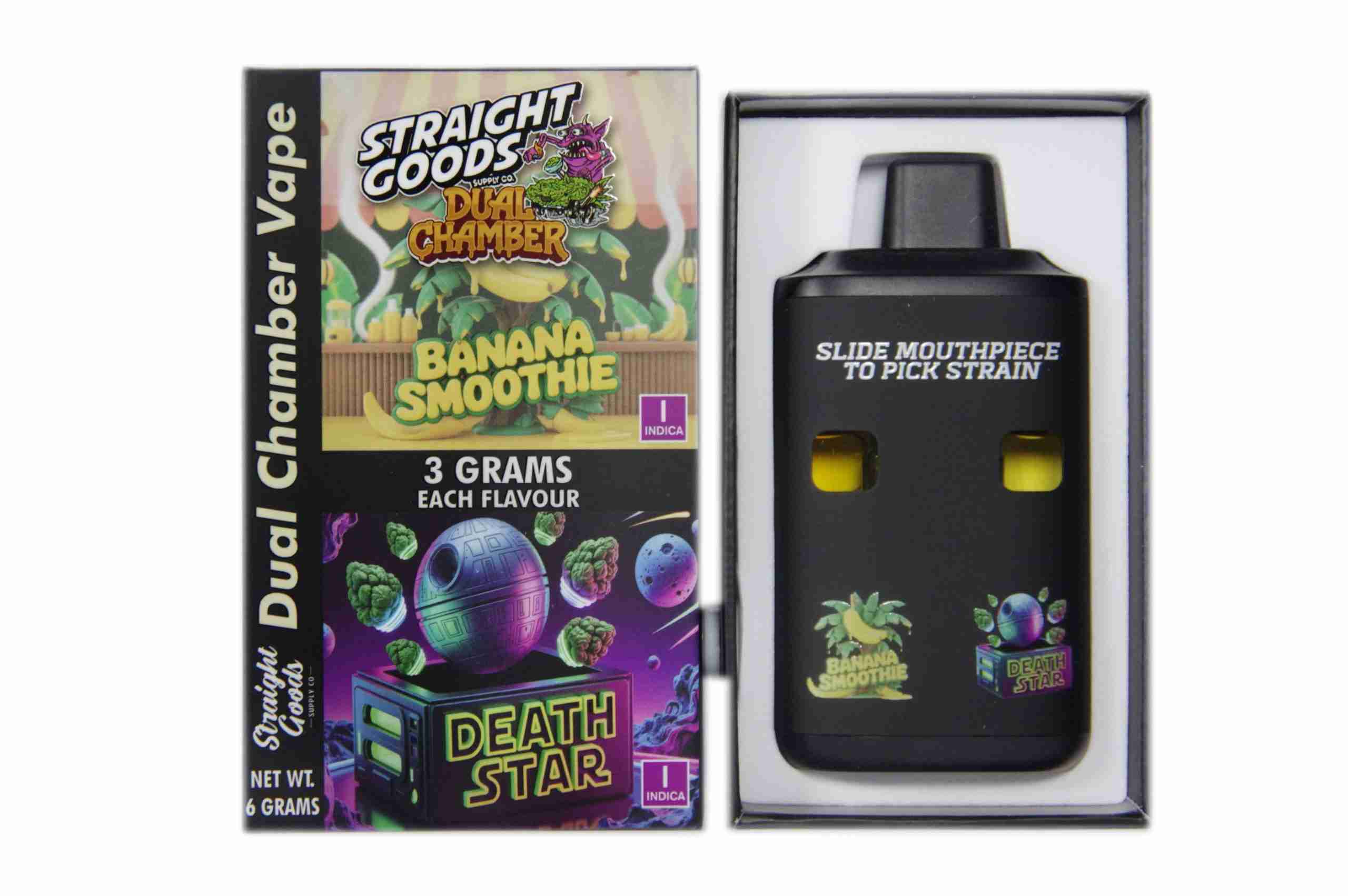 Straight Goods – Dual Chamber Vape – Banana Smoothie + Death Star (3 Grams + 3 Grams) product image