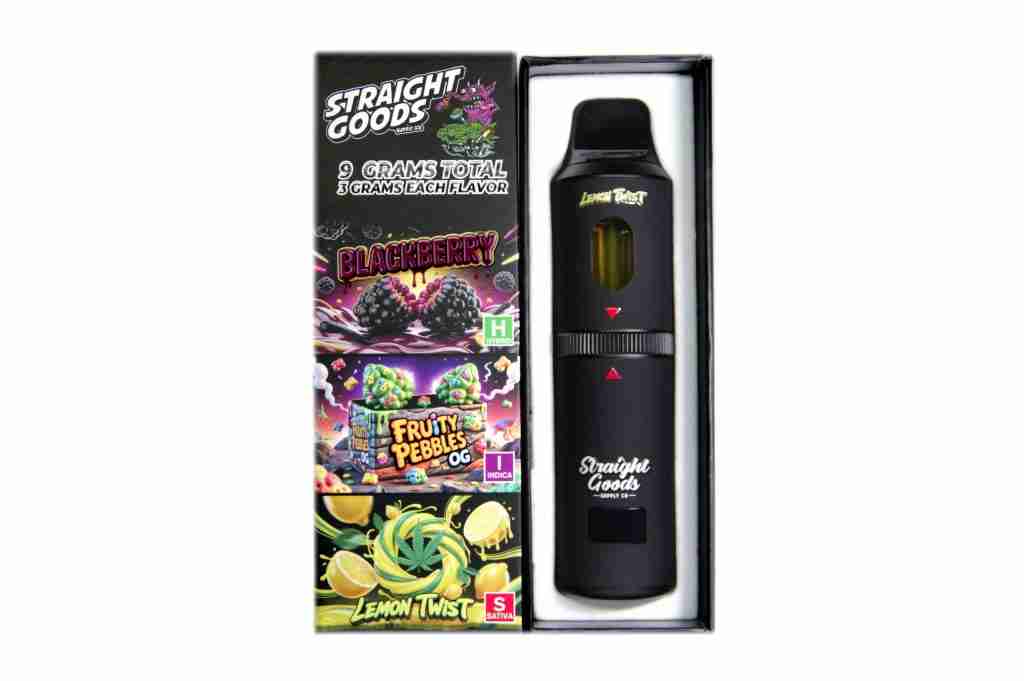 Straight Goods – Triple Chamber Vape – Blackberry + Fruity Pebbles OG + Lemon Twist (3 Grams + 3 Grams + 3 Gram) product image
