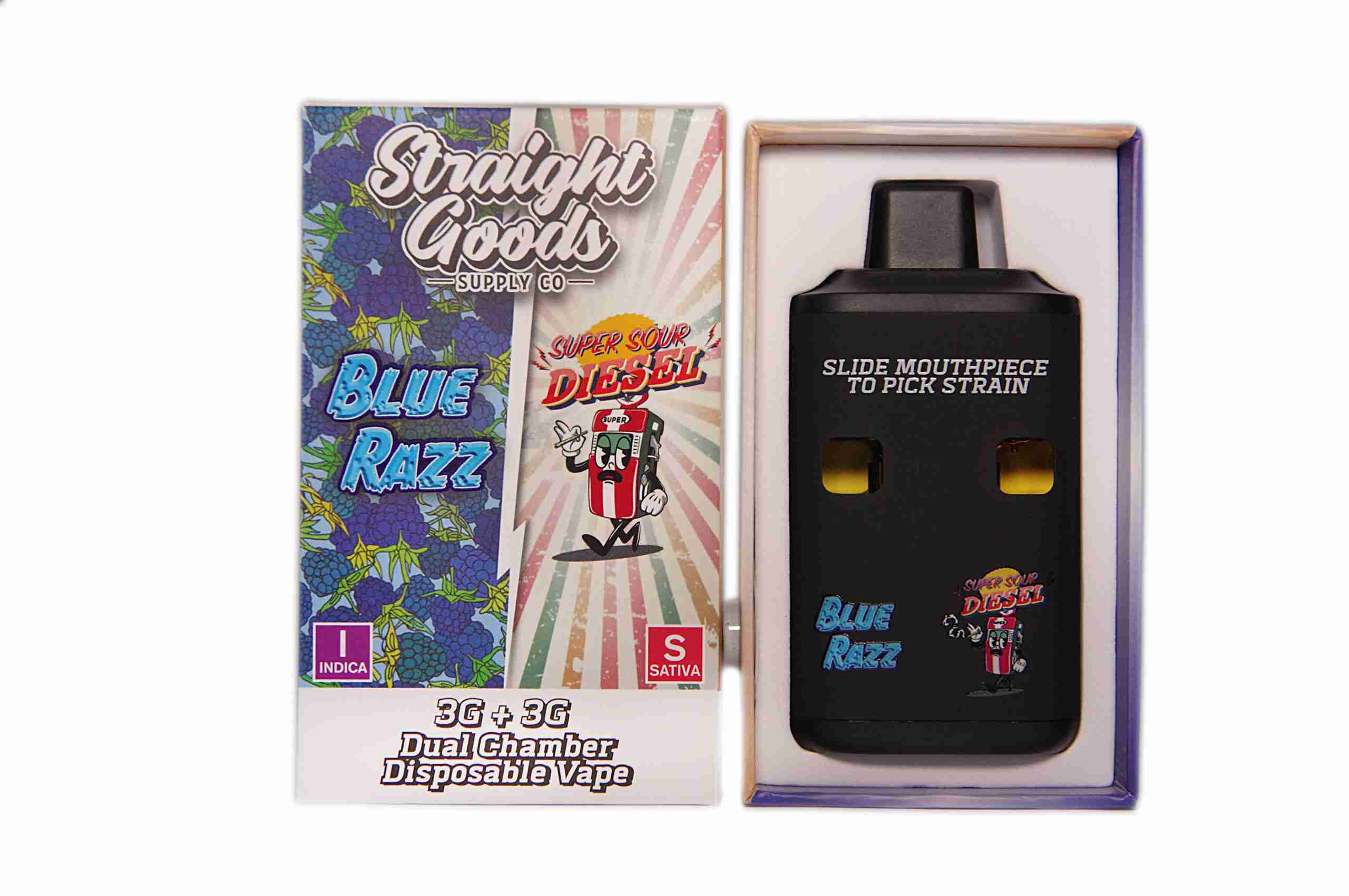 Straight Goods – Dual Chamber Vape – Blue Razz + Super Sour Diesel (3 Grams + 3 Grams) product image