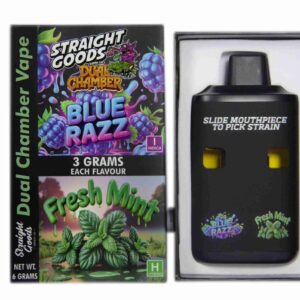 Straight Goods – Dual Chamber Vape – Blue Razz + Fresh Mint (3 Grams + 3 Grams) product image