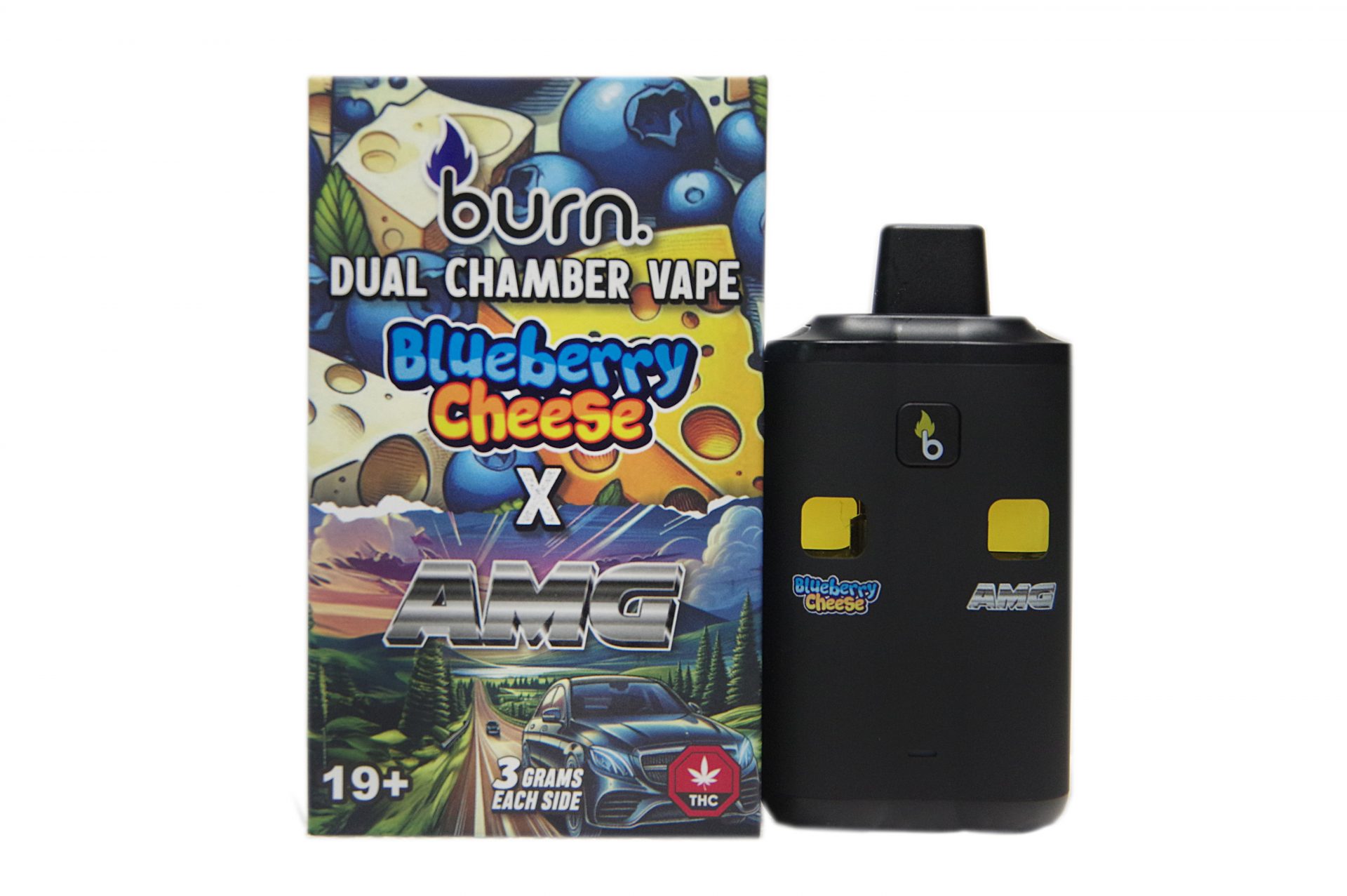 Burn Extracts – Dual Chamber Disposable Vape – Blueberry Cheese + AMG (3+3 Gram) product image