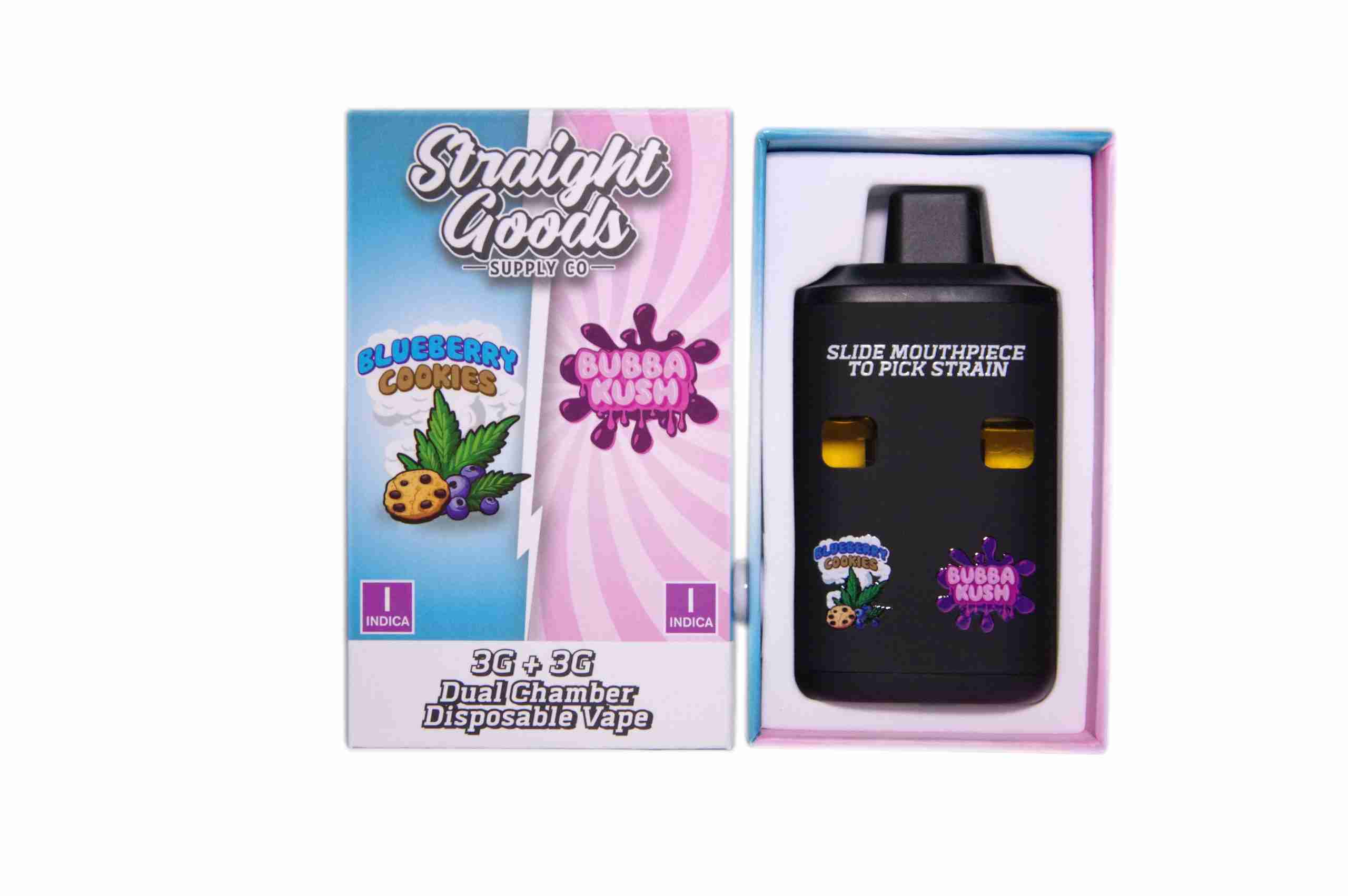 Straight Goods – Dual Chamber Vape – Blueberry Cookies + Bubba Kush (3 Grams + 3 Grams) product image