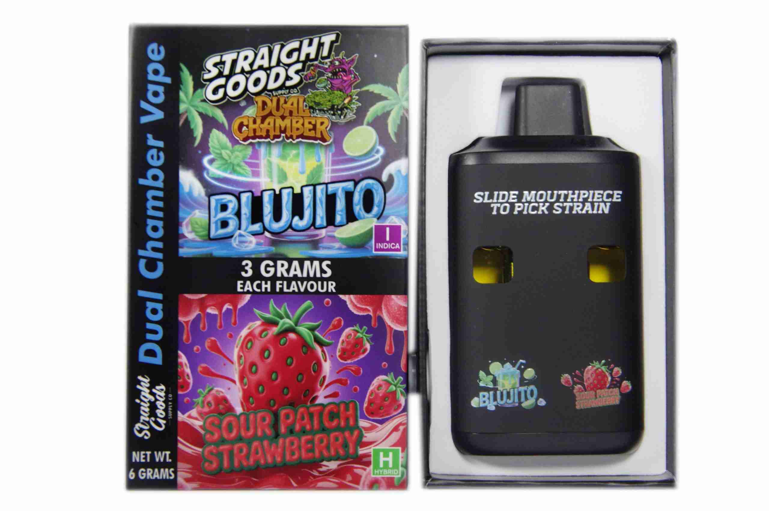 Straight Goods – Dual Chamber Vape – Blujito + Sour Patch Strawberry (3 Grams + 3 Grams) product image