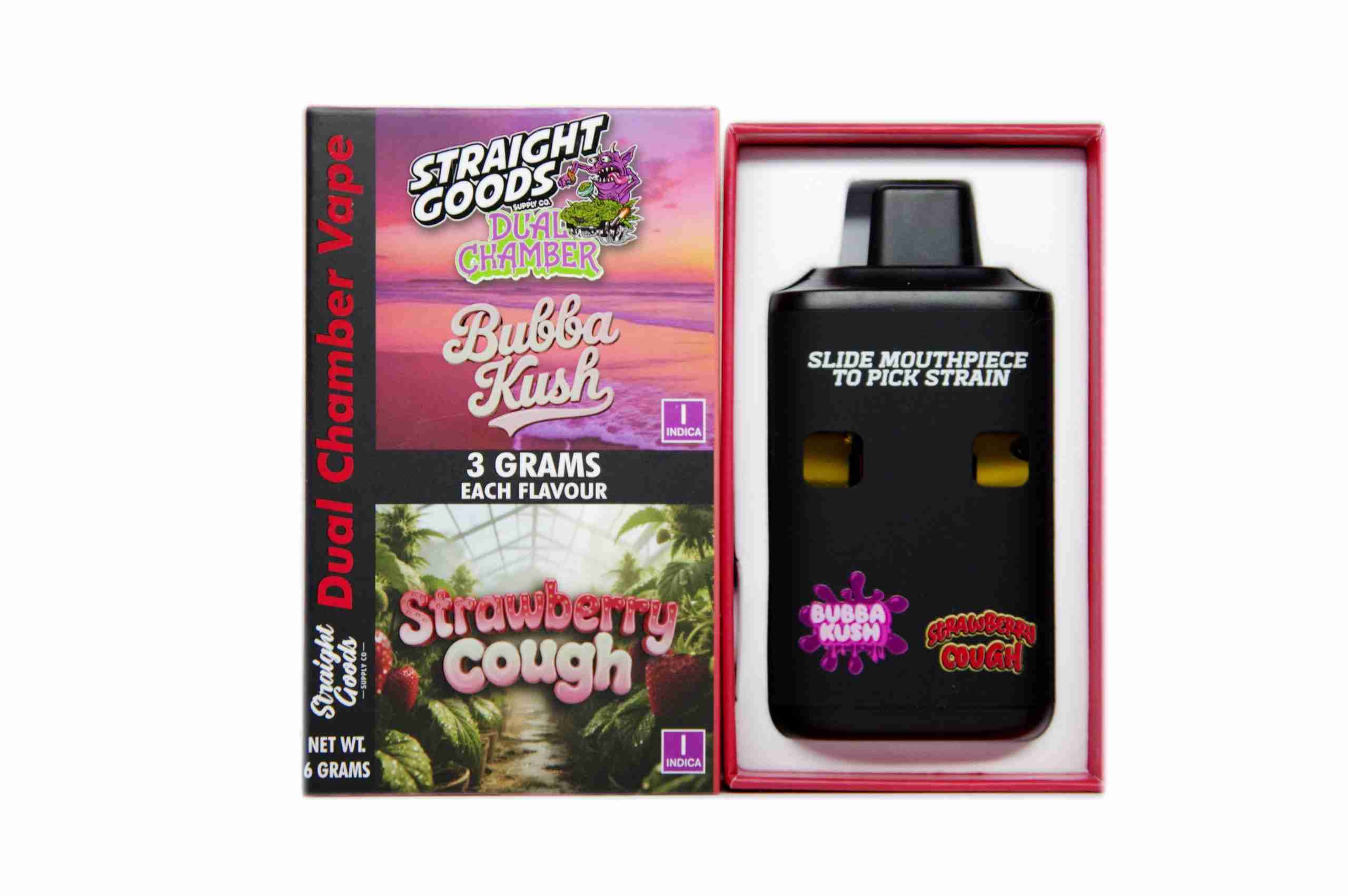 Straight Goods – Dual Chamber Vape – Bubba Kush + Strawberry Cough (3+3 Gram) product image