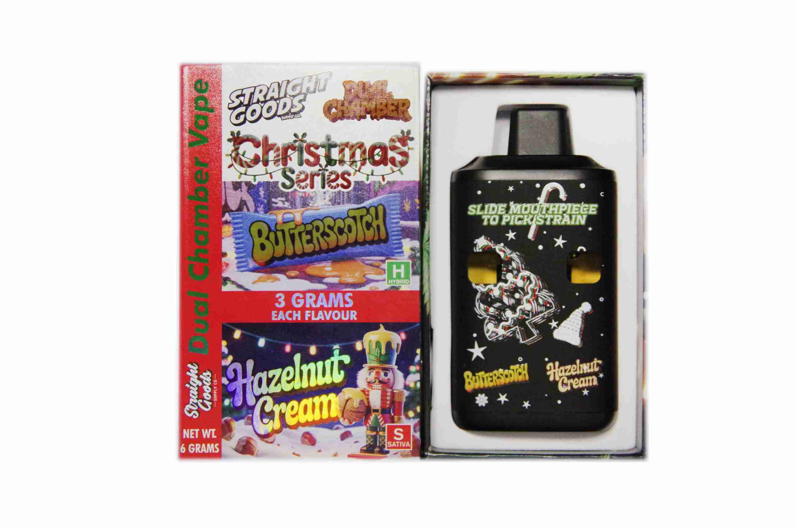 Straight Goods – Dual Chamber Vape – Christmas Series – Butterscotch + Hazelnut Cream (3 Grams + 3 Grams) product image