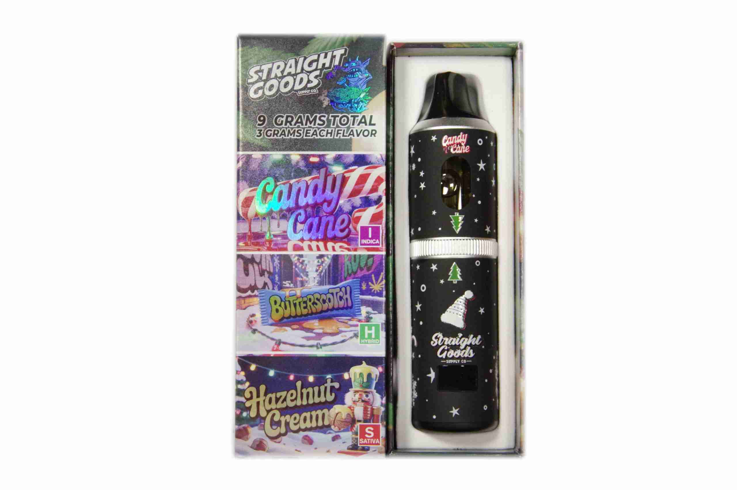 Straight Goods – Triple Chamber Vape – Christmas Series – Candy Cane + Butterscotch + Hazelnut Cream (3 Grams + 3 Grams + 3 Gram) product image