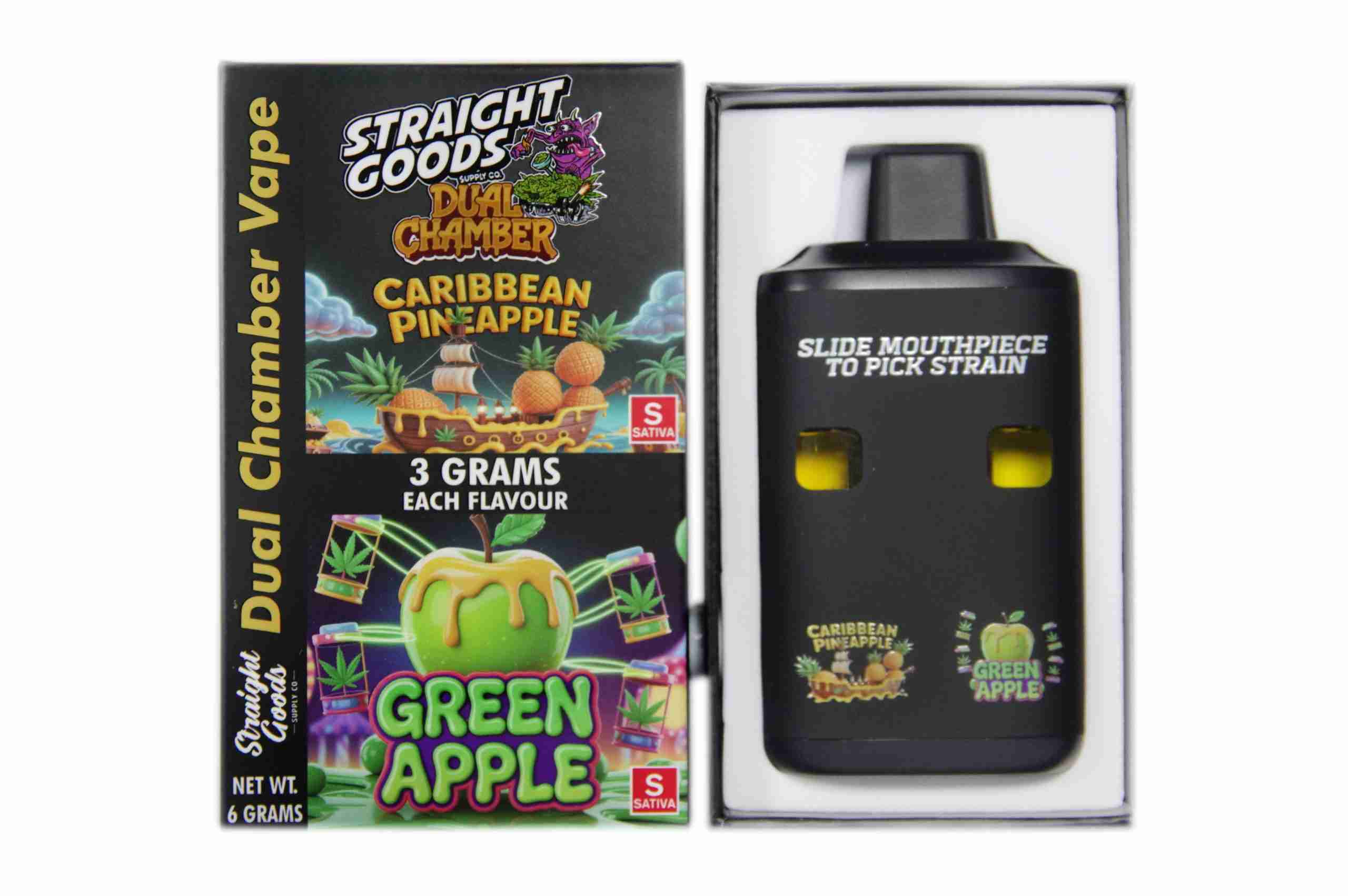 Straight Goods – Dual Chamber Vape – Caribbean Pineapple + Green Apple (3 Grams + 3 Grams) product image