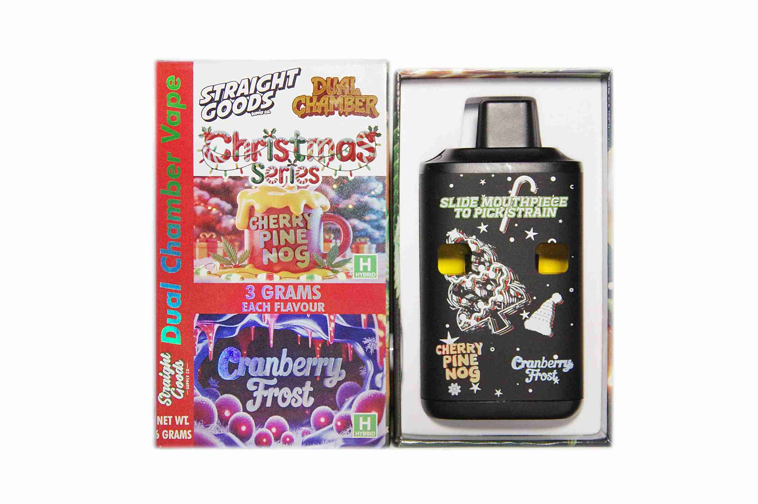 Straight Goods – Dual Chamber Vape – Christmas Series – Cherry Pine Nog + Cranberry Frost (3 Grams + 3 Grams) product image