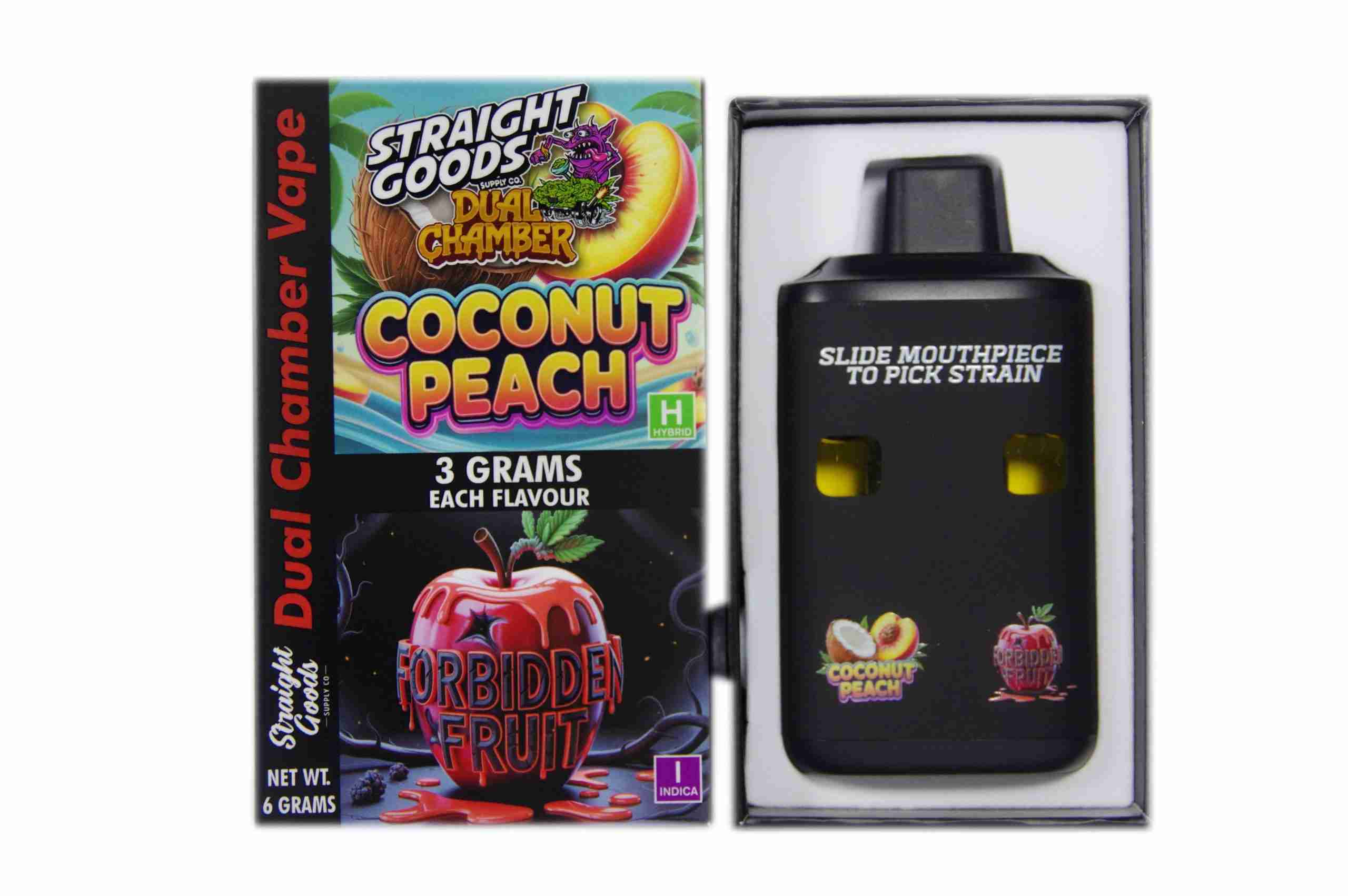 Straight Goods – Dual Chamber Vape – Coconut Peach + Forbidden Fruit (3 Grams + 3 Grams) product image