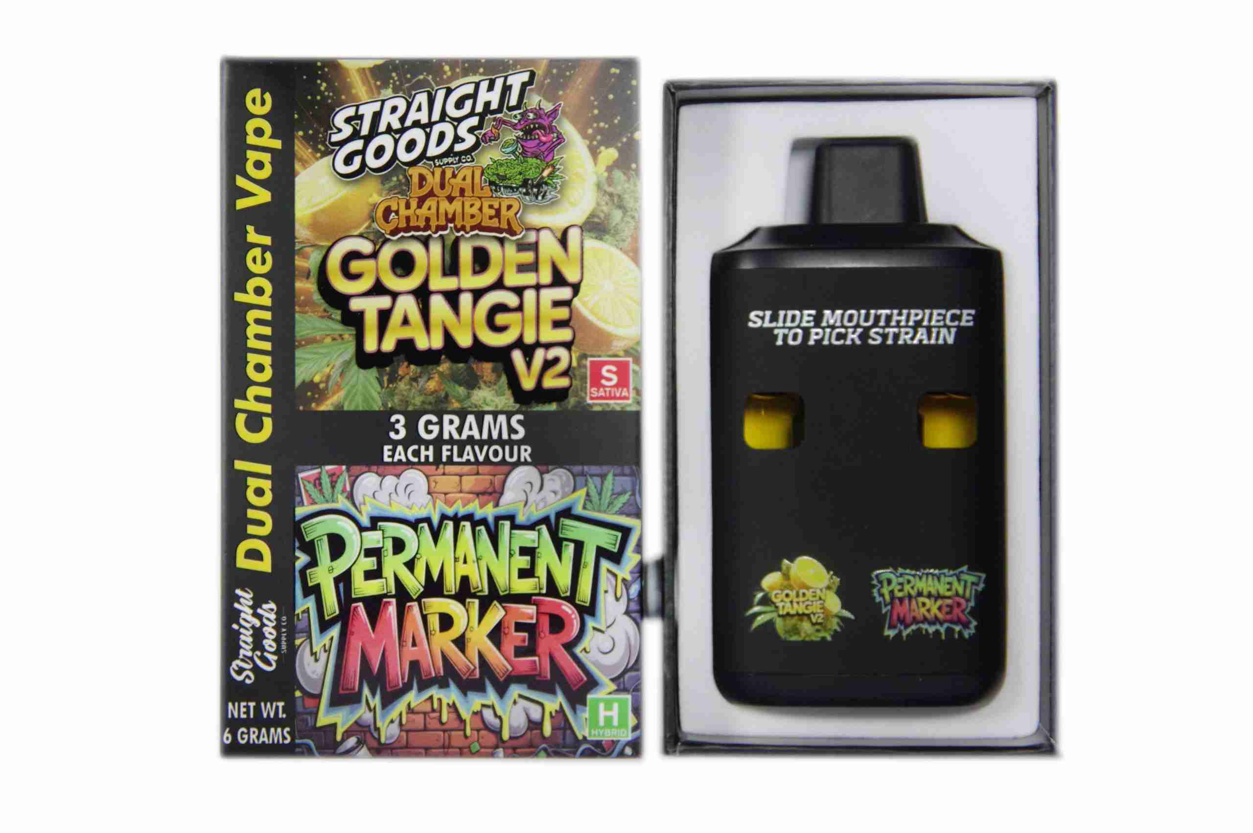 Straight Goods – Dual Chamber Vape – Golden Tangie V2 + Permanent Marker (3 Grams + 3 Grams) product image