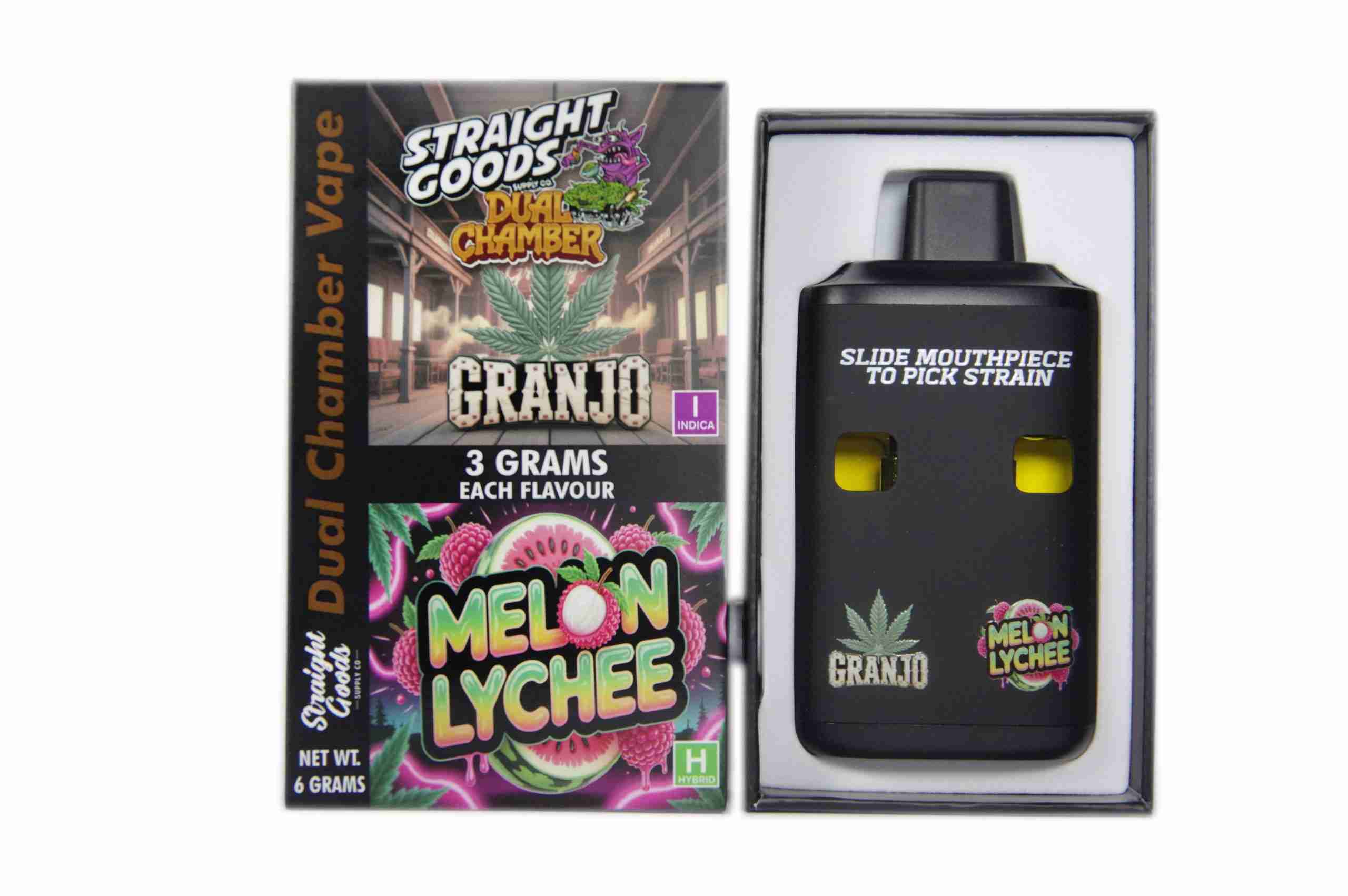 Straight Goods – Dual Chamber Vape – Granjo + Melon Lychee (3 Grams + 3 Grams) product image