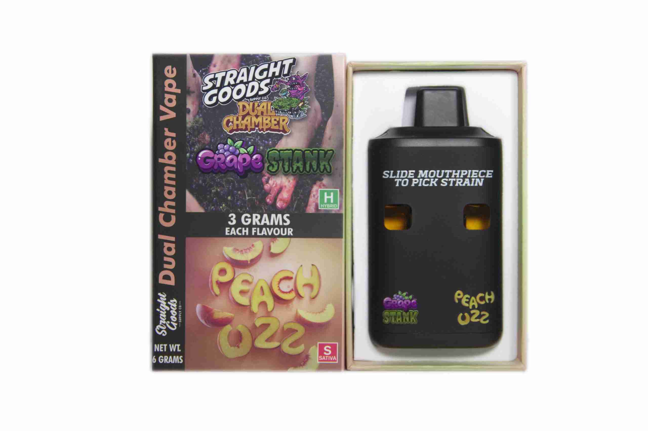 Straight Goods – Dual Chamber Vape – Grape Stank + Peach Ozz (3 Grams + 3 Grams) product image