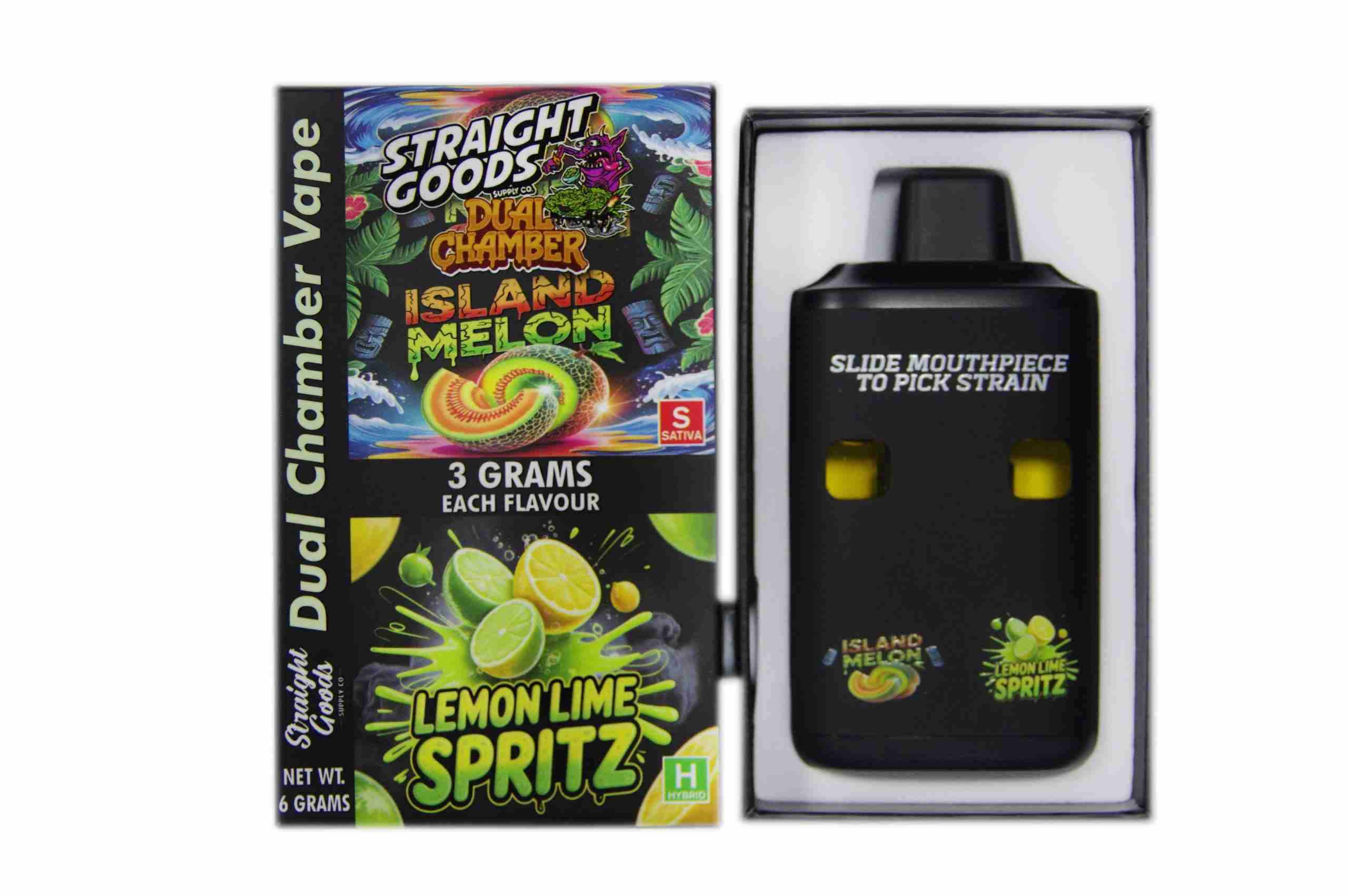 Straight Goods – Dual Chamber Vape – Island Melon + Lemon Lime Spritz (3 Grams + 3 Grams) product image