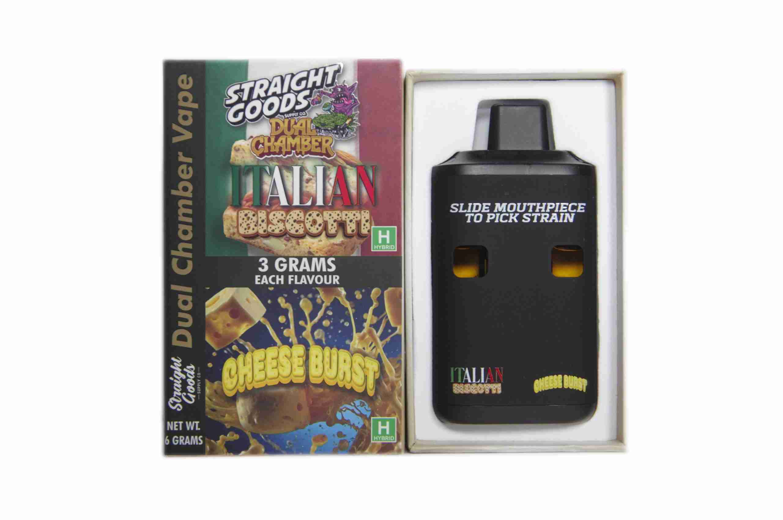 Straight Goods – Dual Chamber Vape – Italian Biscotti + Cheese Burst (3 Grams + 3 Grams) product image