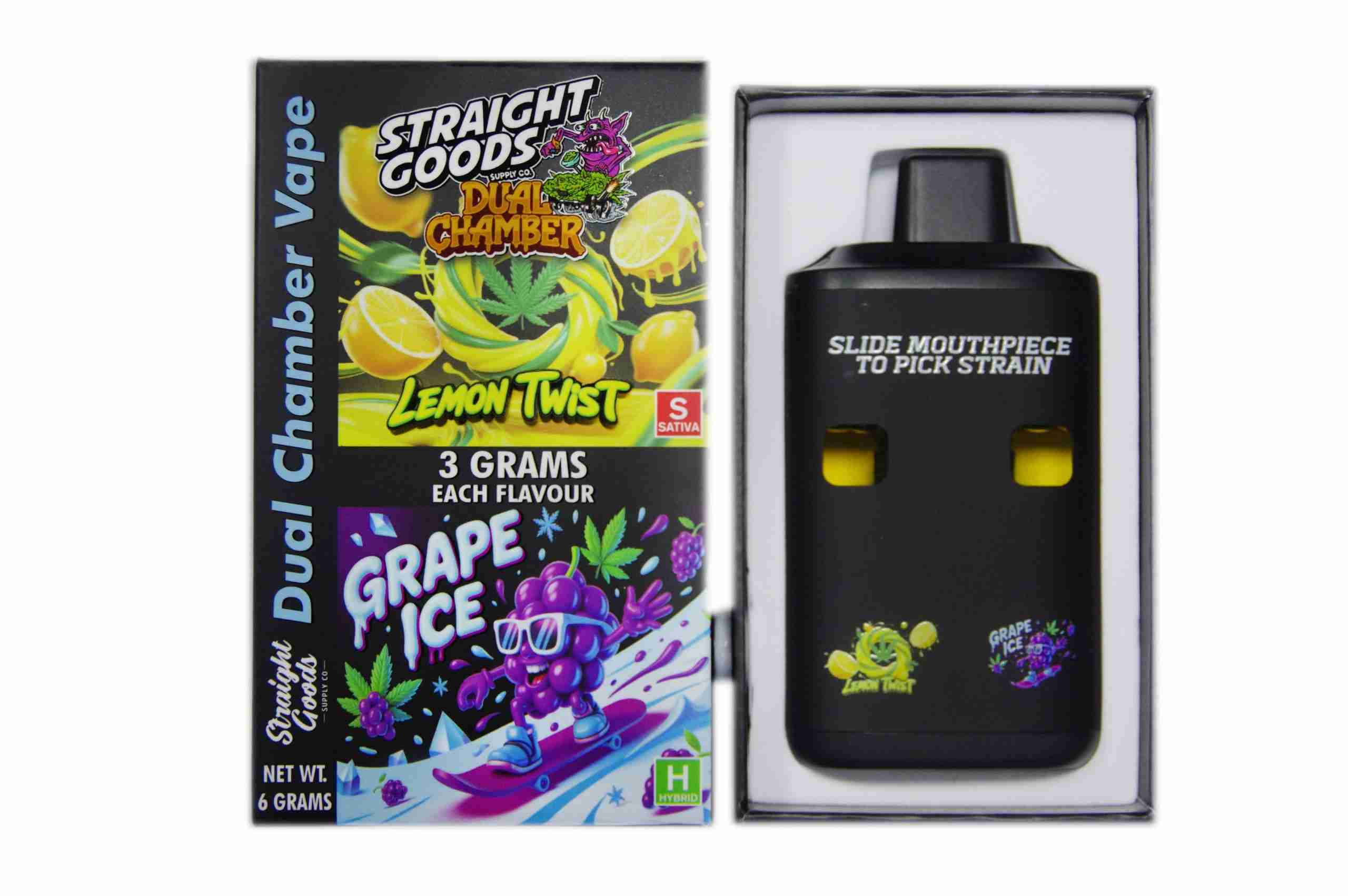 Straight Goods – Dual Chamber Vape – Lemon Twist + Grape Ice (3 Grams + 3 Grams) product image