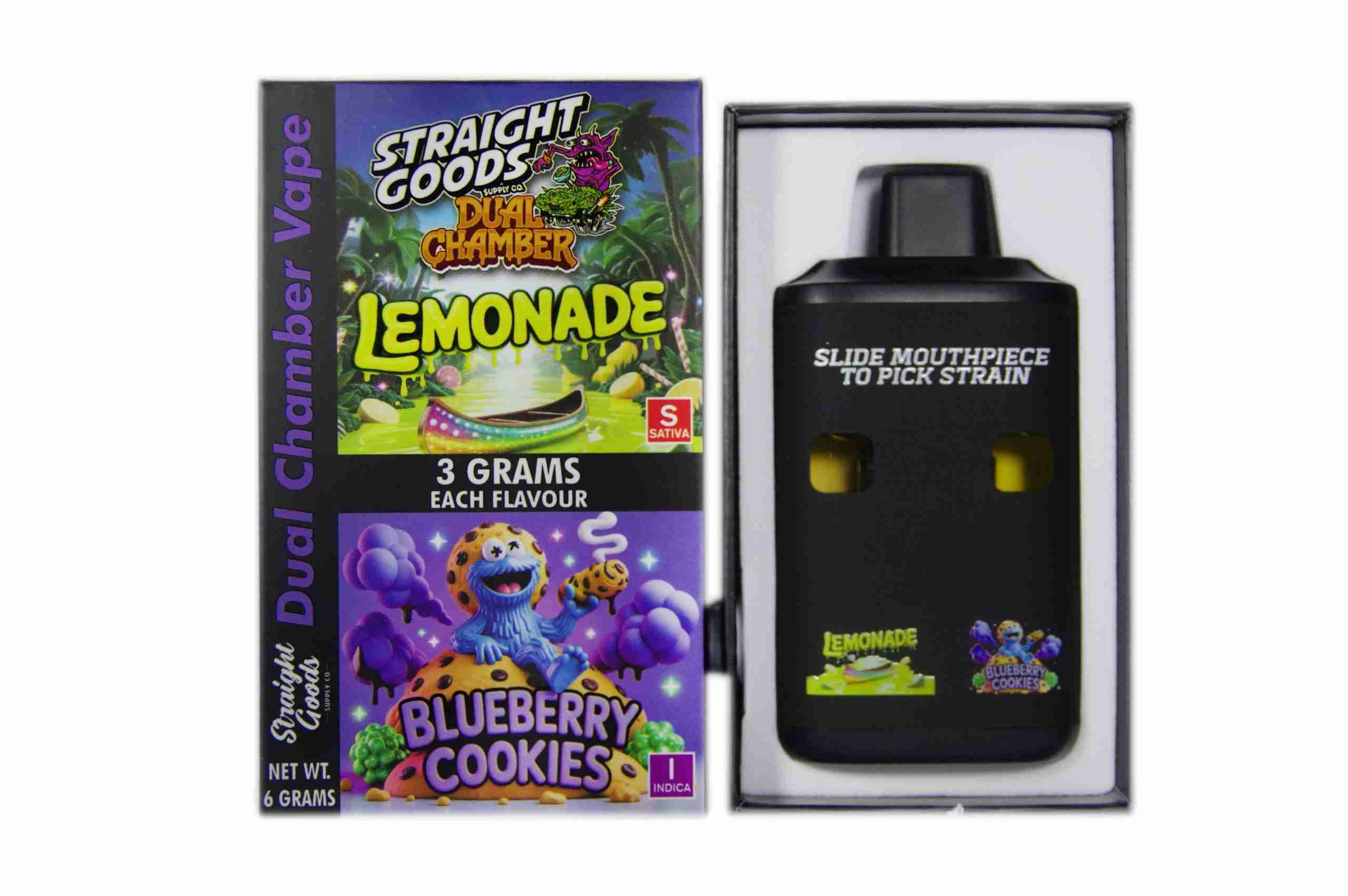 Straight Goods – Dual Chamber Vape – Lemonade + Blueberry Cookies (3 Grams + 3 Grams) product image