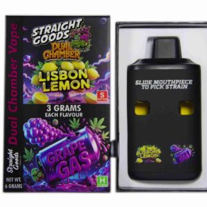 Straight Goods – Dual Chamber Vape – Lisbon Lemon + Grape Gas (3 Grams + 3 Grams) product image