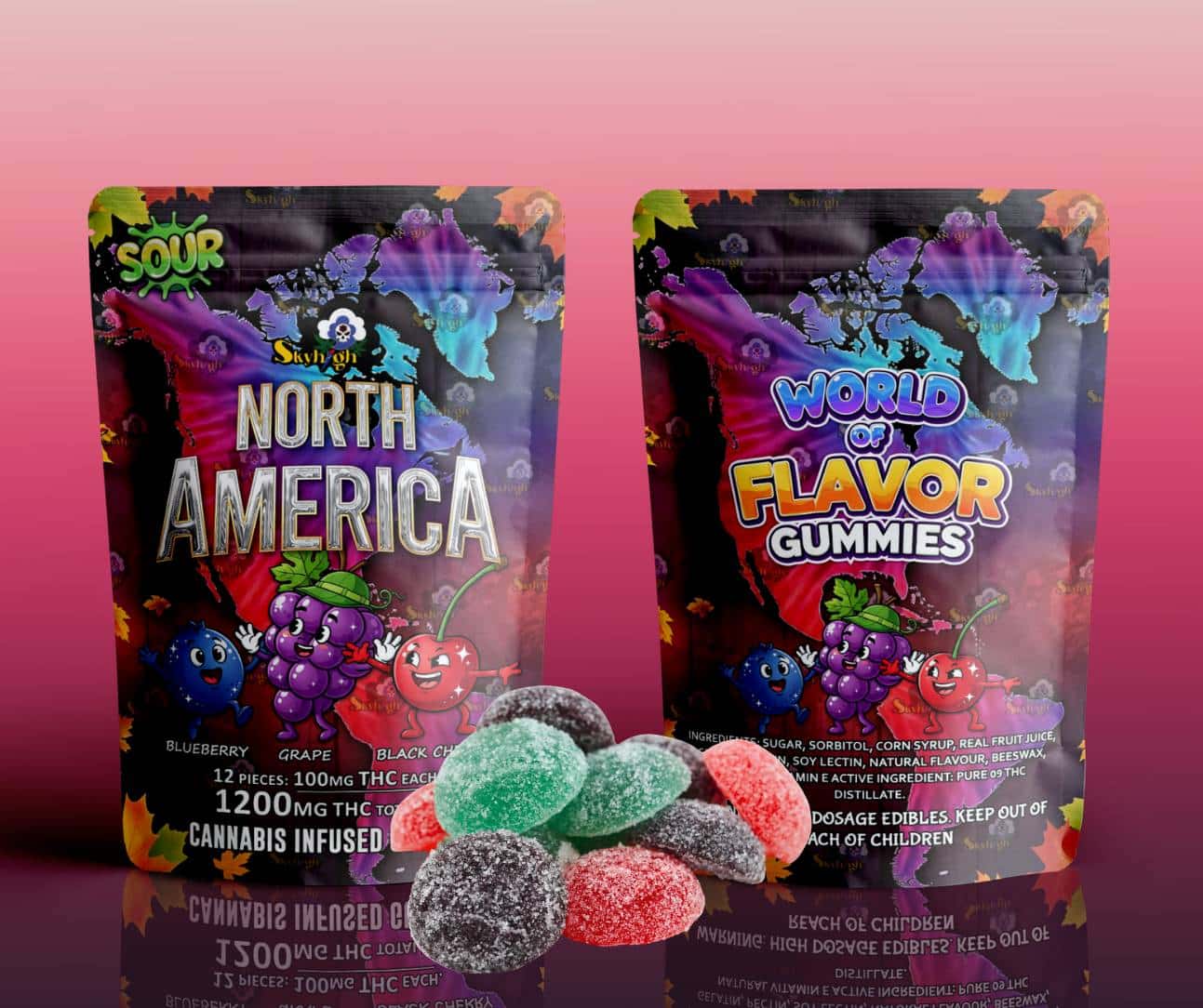 Sky High Edibles – World of Flavor Gummies – North America (1200mg THC) product image
