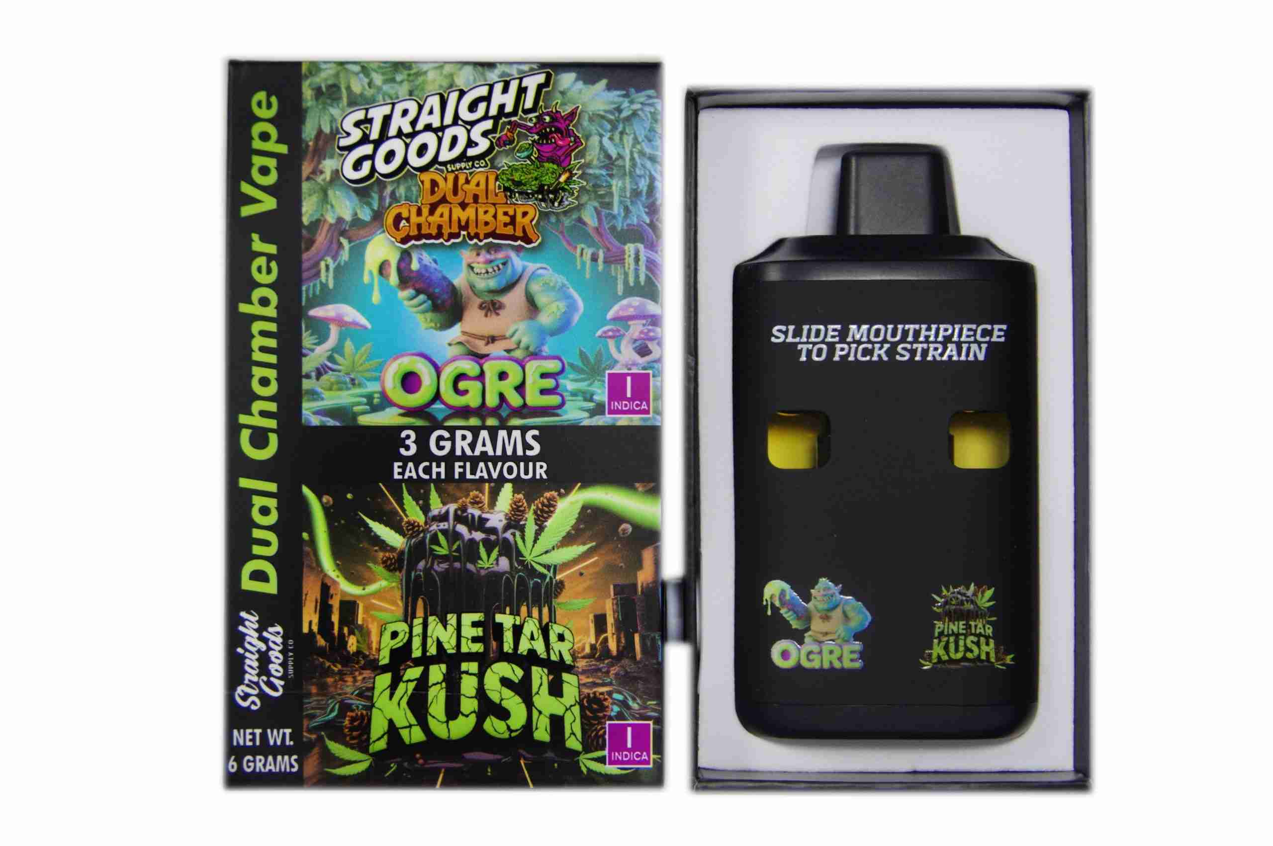 Straight Goods – Dual Chamber Vape – Ogre + Pine Tar Kush (3 Grams + 3 Grams) product image
