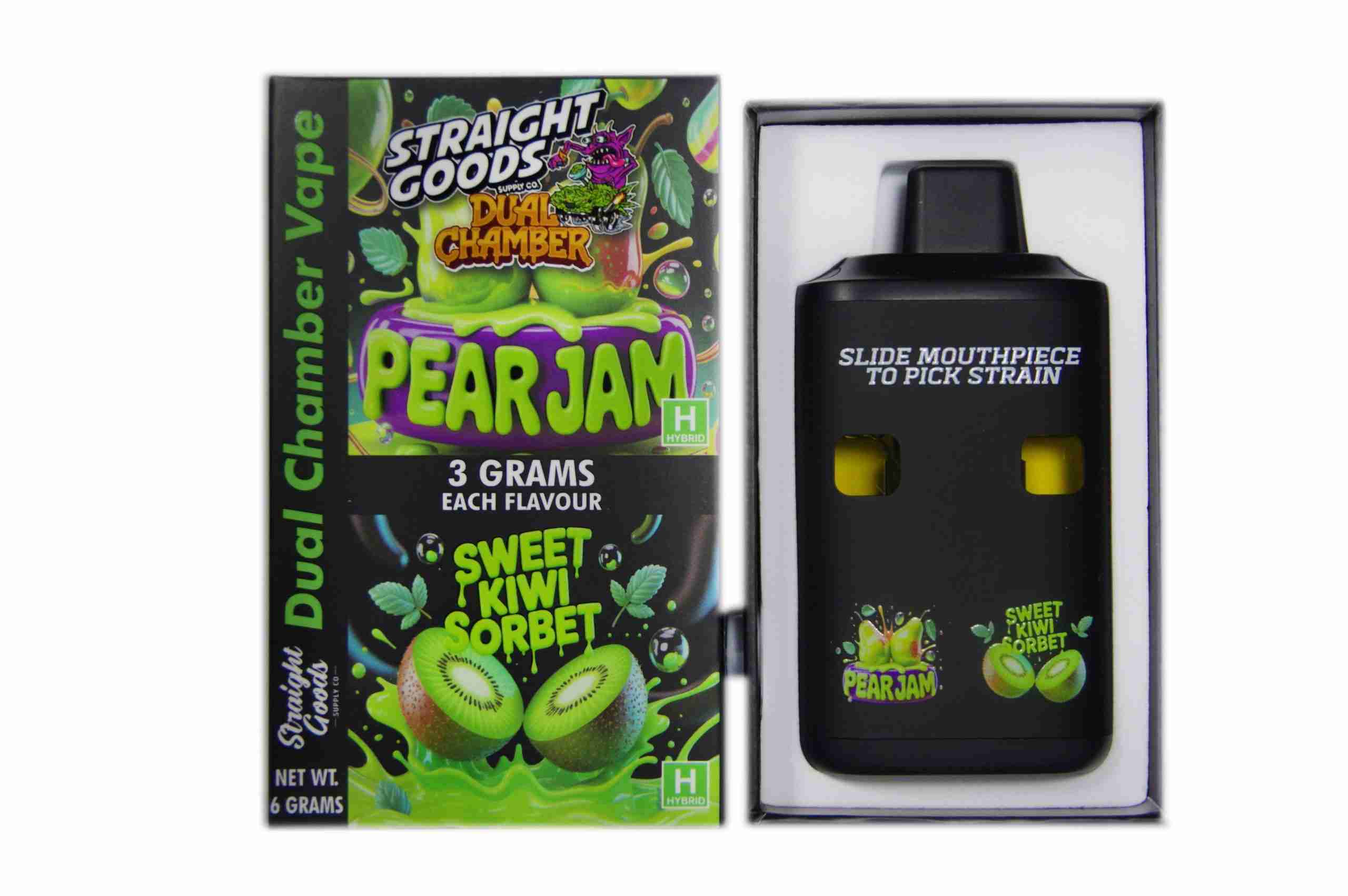 Straight Goods – Dual Chamber Vape – Pear Jam + Sweet Kiwi Sorbet (3 Grams + 3 Grams) product image