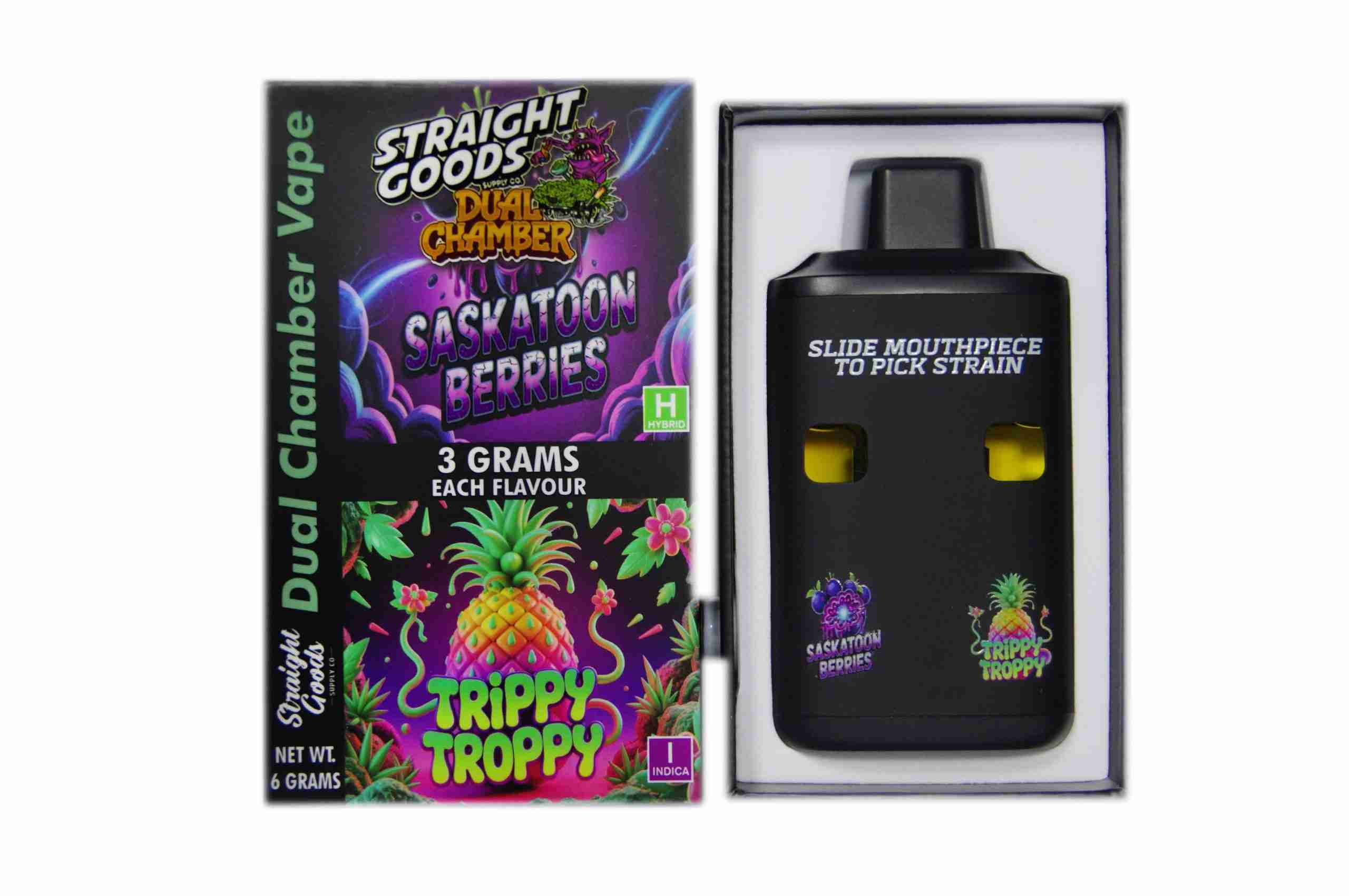 Straight Goods – Dual Chamber Vape – Saskatoon Berries + Tripy Tropy (3 Grams + 3 Grams) product image
