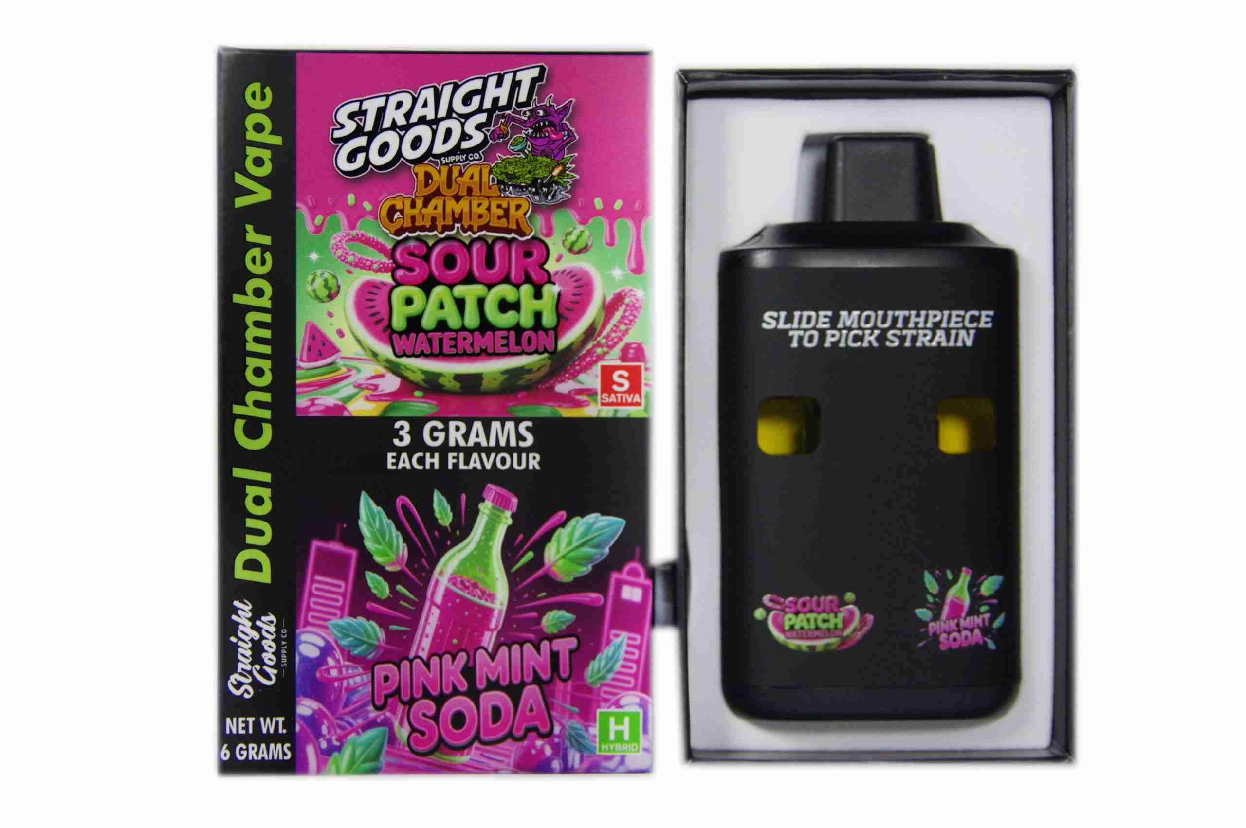 Straight Goods – Dual Chamber Vape – Sour Patch Watermelon + Pink Mint Soda (3 Grams + 3 Grams) product image