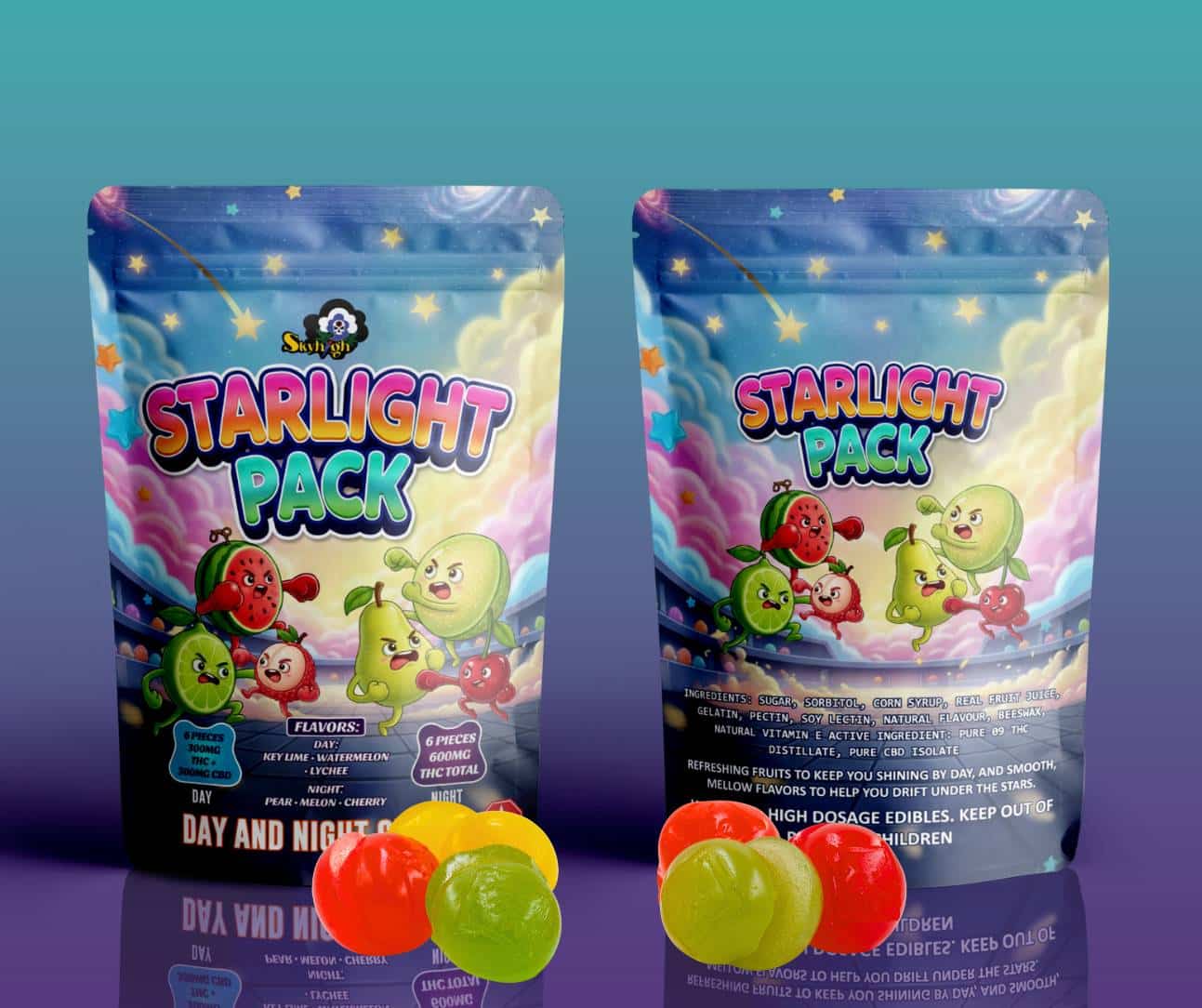 Sky High Edibles – Day and Night Gummies – Starlight Pack (900mg THC : 300mg CBD) product image