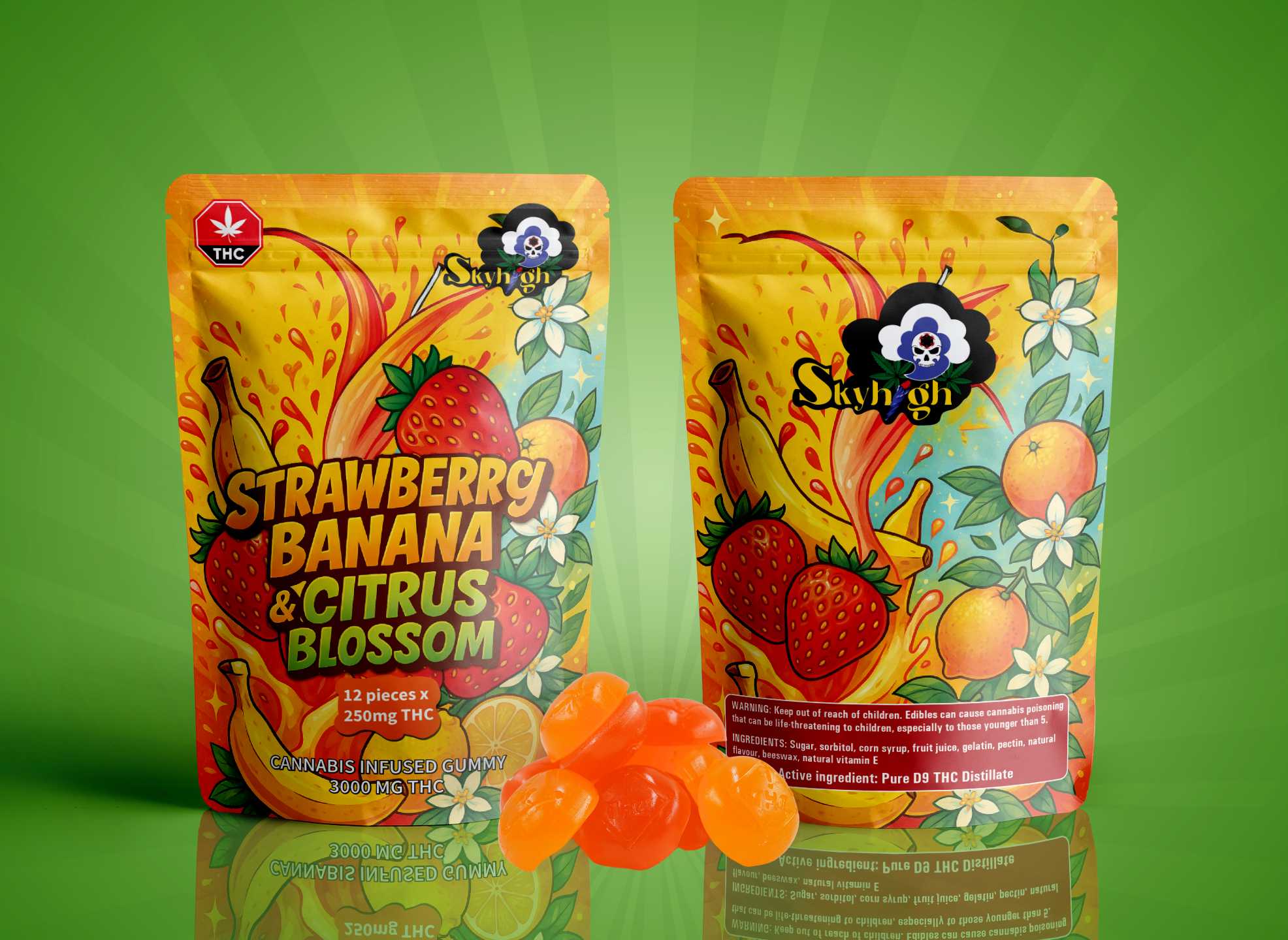 Sky High Edibles – Strawberry Banana + Citrus Blossom Gummy 3000mg THC product image