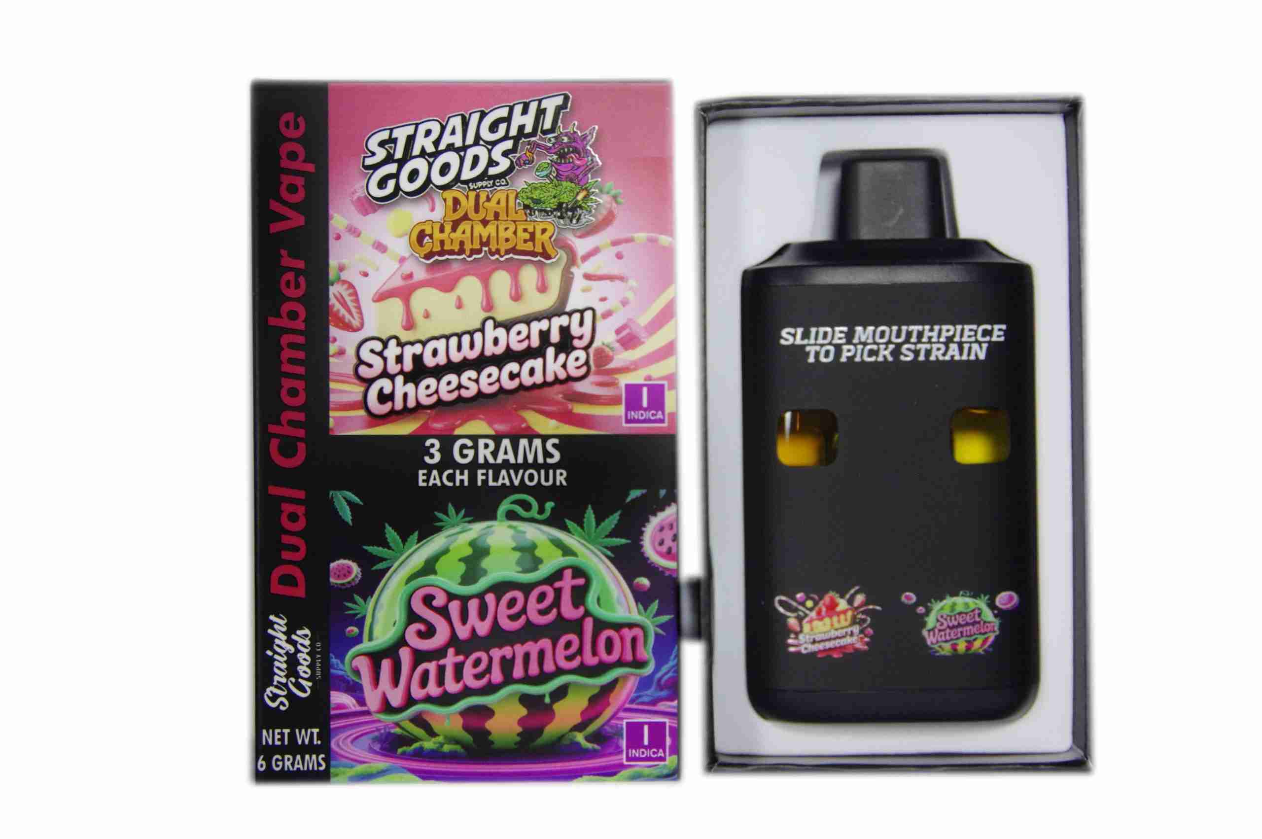 Straight Goods – Dual Chamber Vape – Strawberry Cheesecake + Sweet Watermelon (3 Grams + 3 Grams) product image