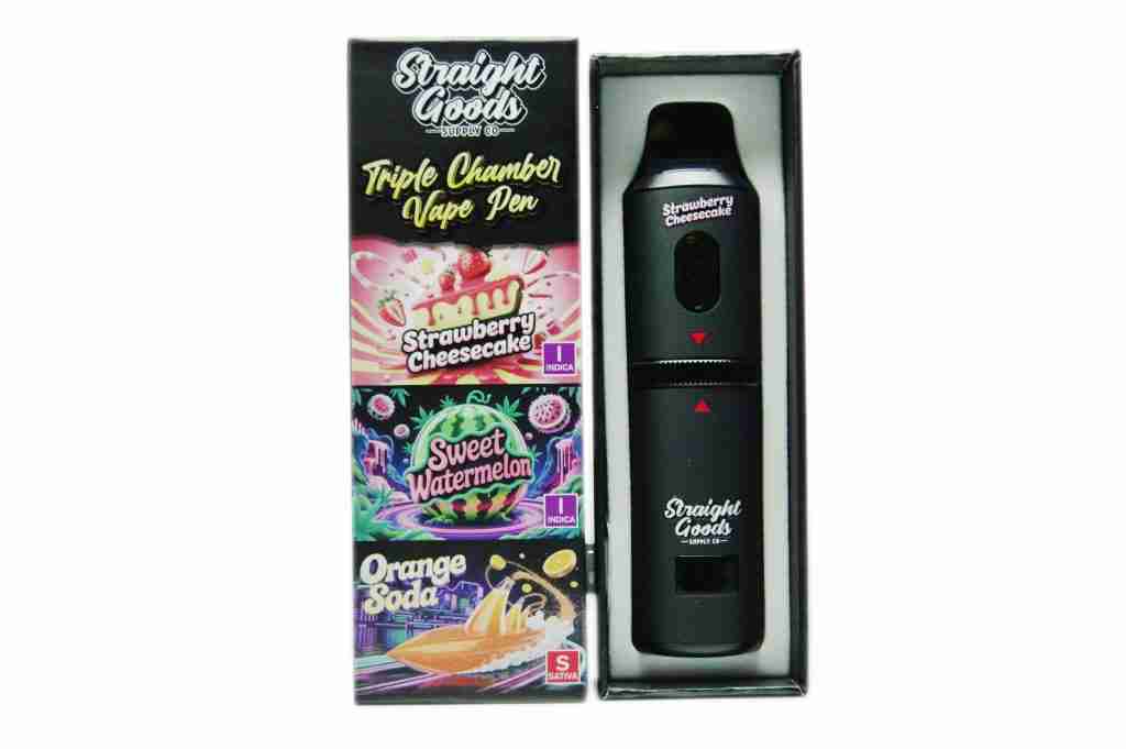 Straight Goods – Triple Chamber Vape – Strawberry Cheesecake + Sweet Watermelon + Orange Soda (3 Grams + 3 Grams + 3 Gram) product image