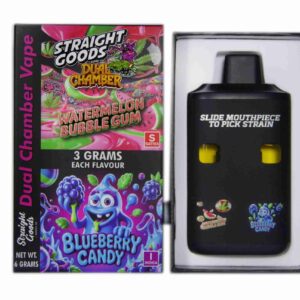 Straight Goods – Dual Chamber Vape – Watermelon Bubblegum + Blueberry Candy (3 Grams + 3 Grams) product image